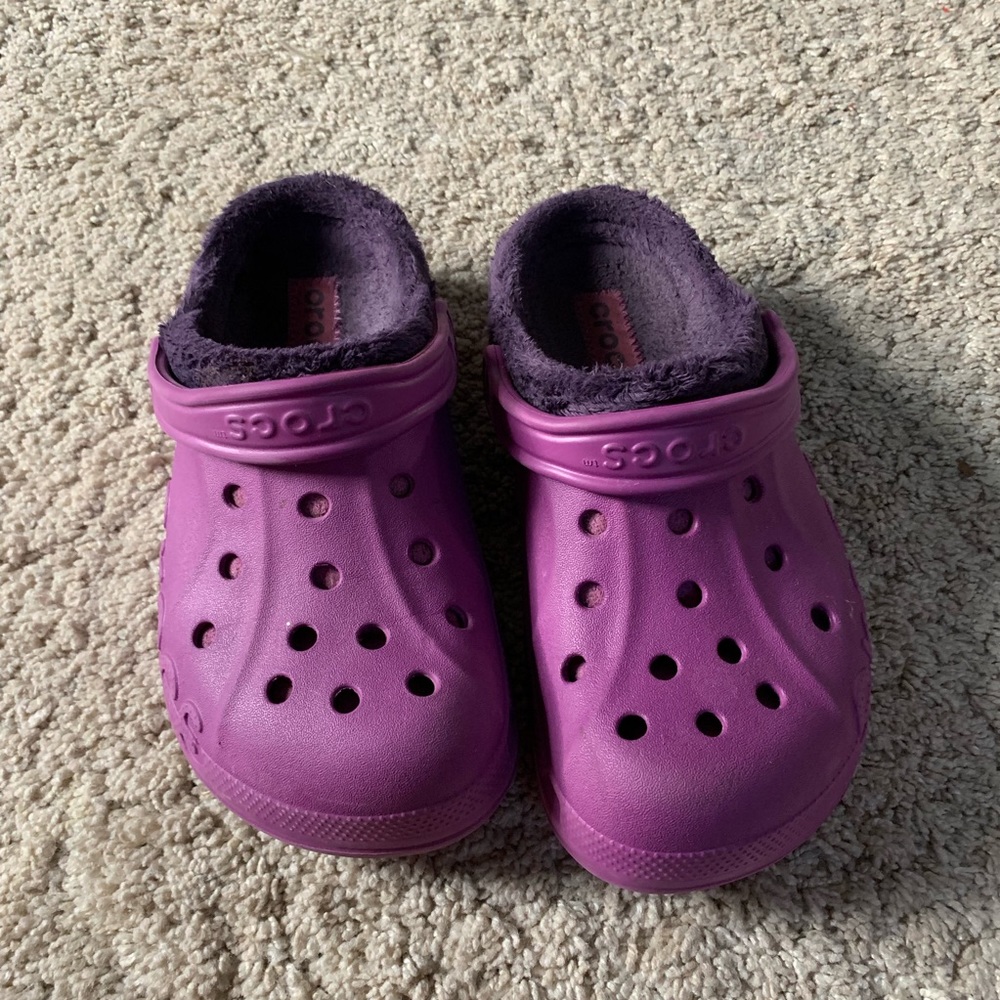 Purple Fuzzy Crocs